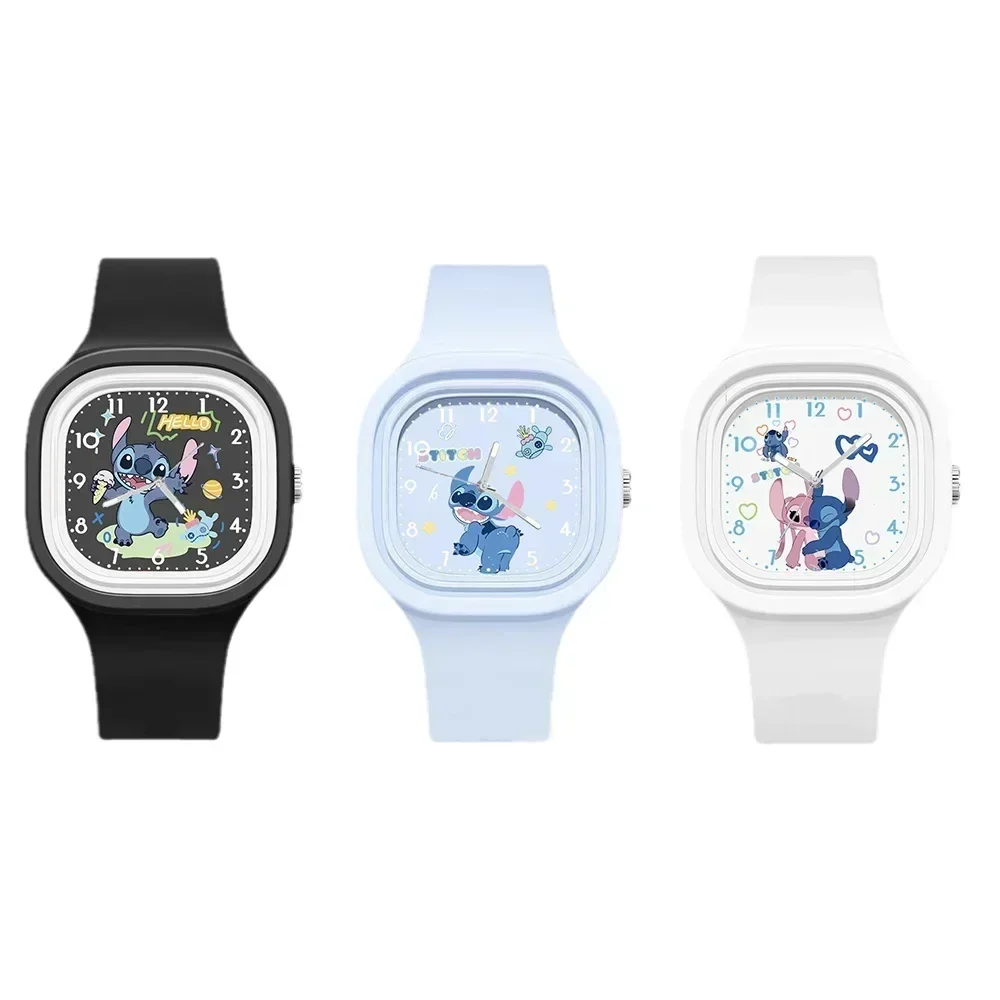 Montre de sport de plein air Disney pour enfants, Stitch, Anime Square, matériau en résine, respectueux de l'environnement mental, sensation avancée de respect de la peau