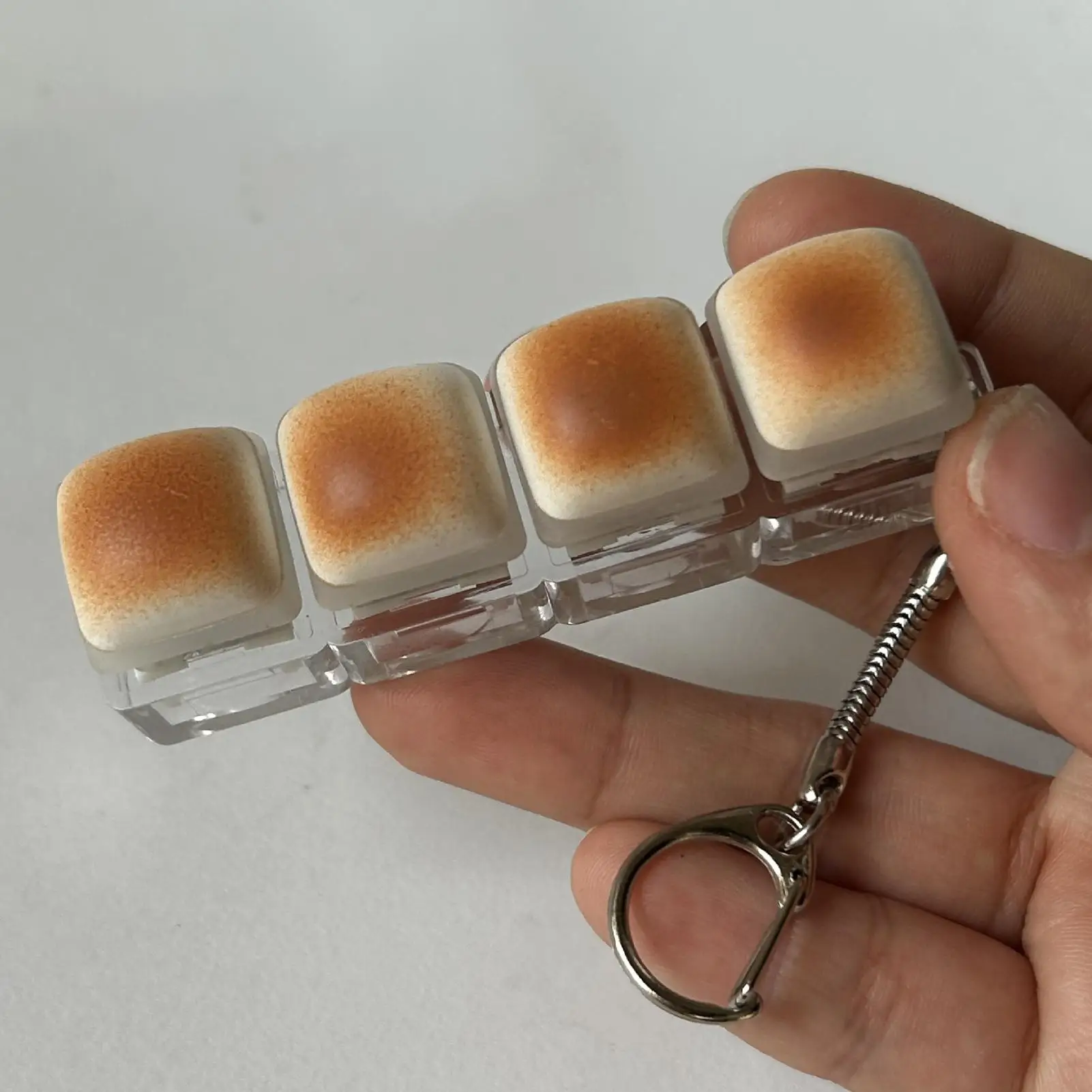 Keyboard Fidget Press Button Bread Shaped Keyboard Keychain Finger Clicker Sensory Fun Toys For Adults Kids Work School Travel