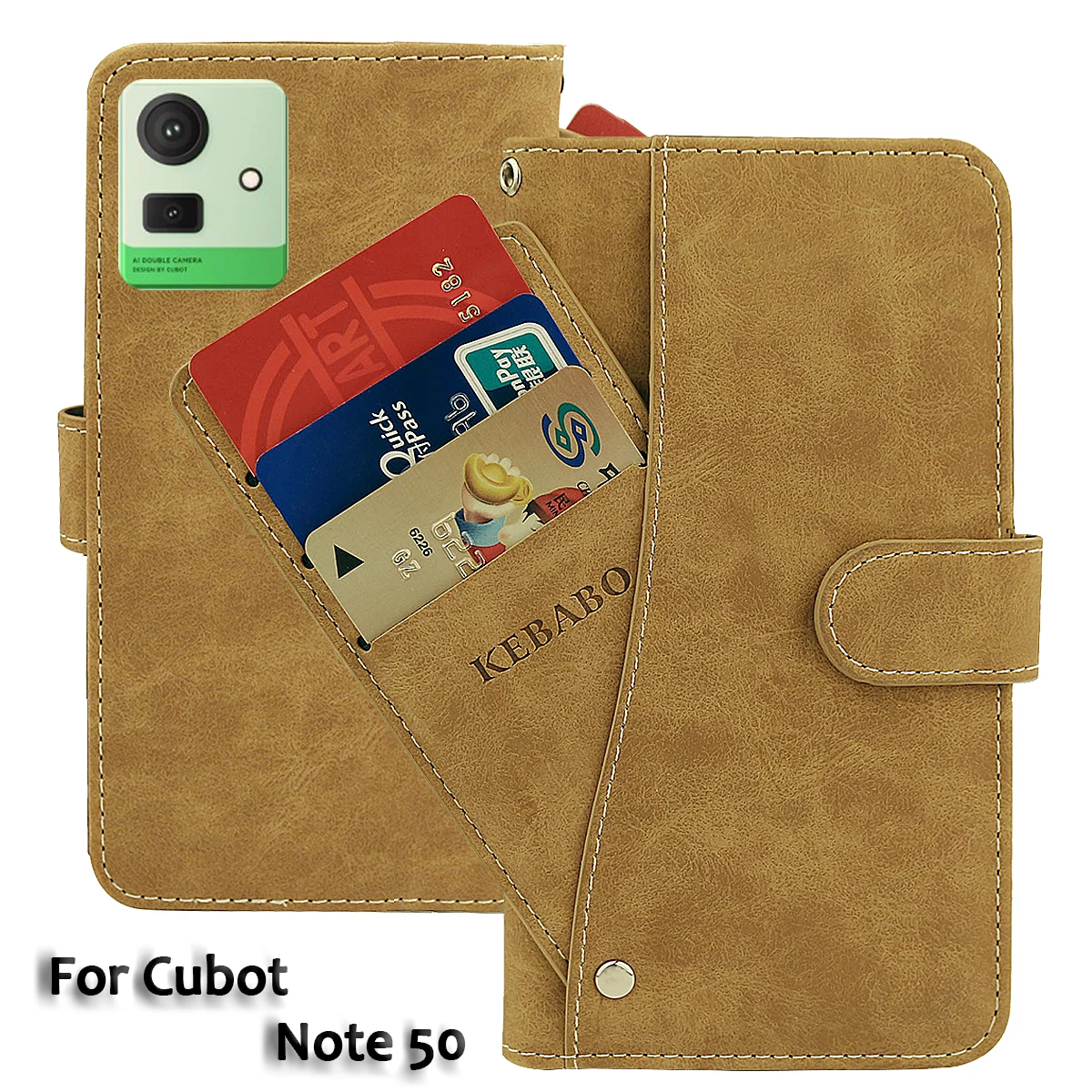 

Vintage Leather Wallet Cubot Note 50 Case 6.56" Flip Luxury Card Slots Cover Magnet Phone Protective Cases Bags