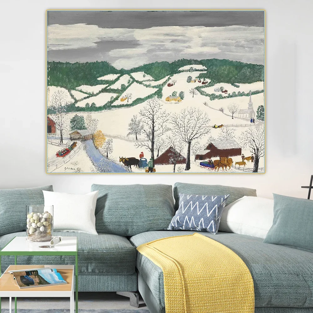 Citon Grandma Moses Anna Mary Robertson《Dark Sky,1953》Canvas Art Oil Painting Artwork Poster Picture Wall Decor Home Decoration