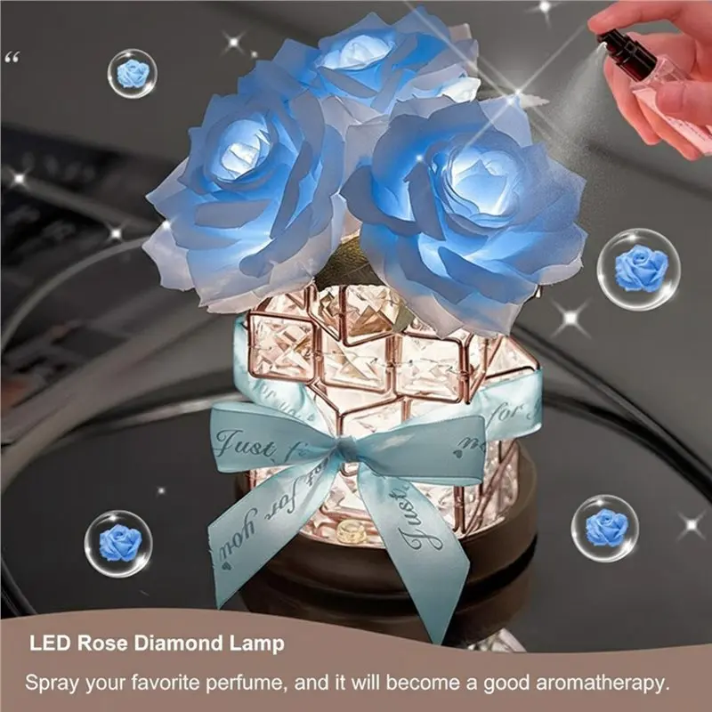 AA63 حار كريستال روز الجدول مصباح عكس الضوء 3 ألوان المكعب السحري مصباح لتهيئة الجو الإبداعية غرفة نوم السرير ديكور هدية الإضاءة #5