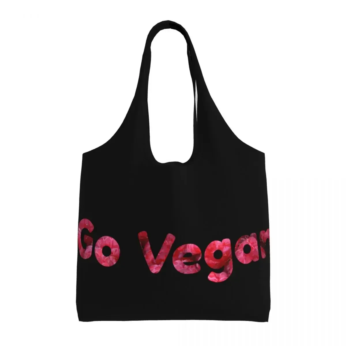 Recycling Go Vegan Shopping Bag Women Shoulder Canvas Tote  Portable Healthy Food Grocery Shopper s Photography Handbags