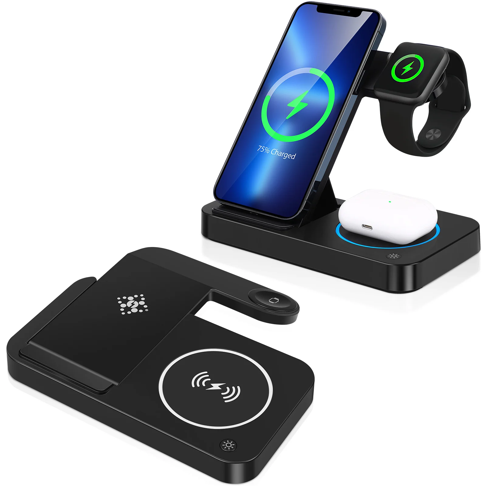 

3-in-1 Wireless Charging Stand Foldable Multifunctional Dock for Cordless Charging Pad