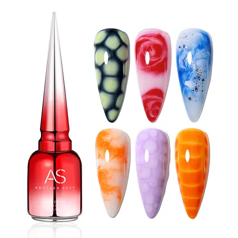 AS Tpo Free Clear Blooming Gel Polish 15 ml UV-LED Soak Off Nail Art Polish zum Verteilen von Effekt Marmor Gel Paint Lack TopBase