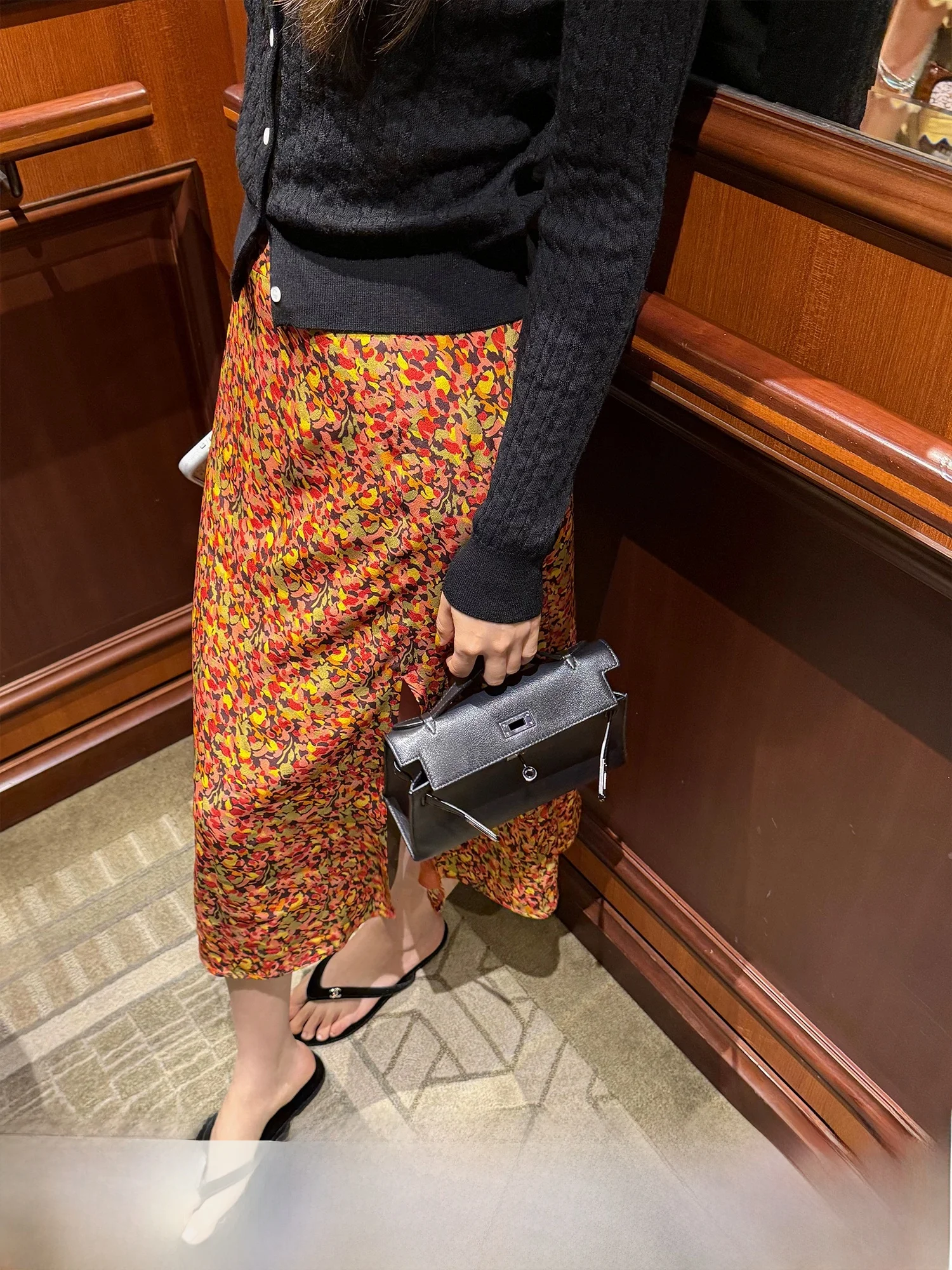

XiaoYao Yang Neon Skirt Bohemian High Waist Silk Floral A-Line Skirt Women's New Style Skin-friendly Breathable