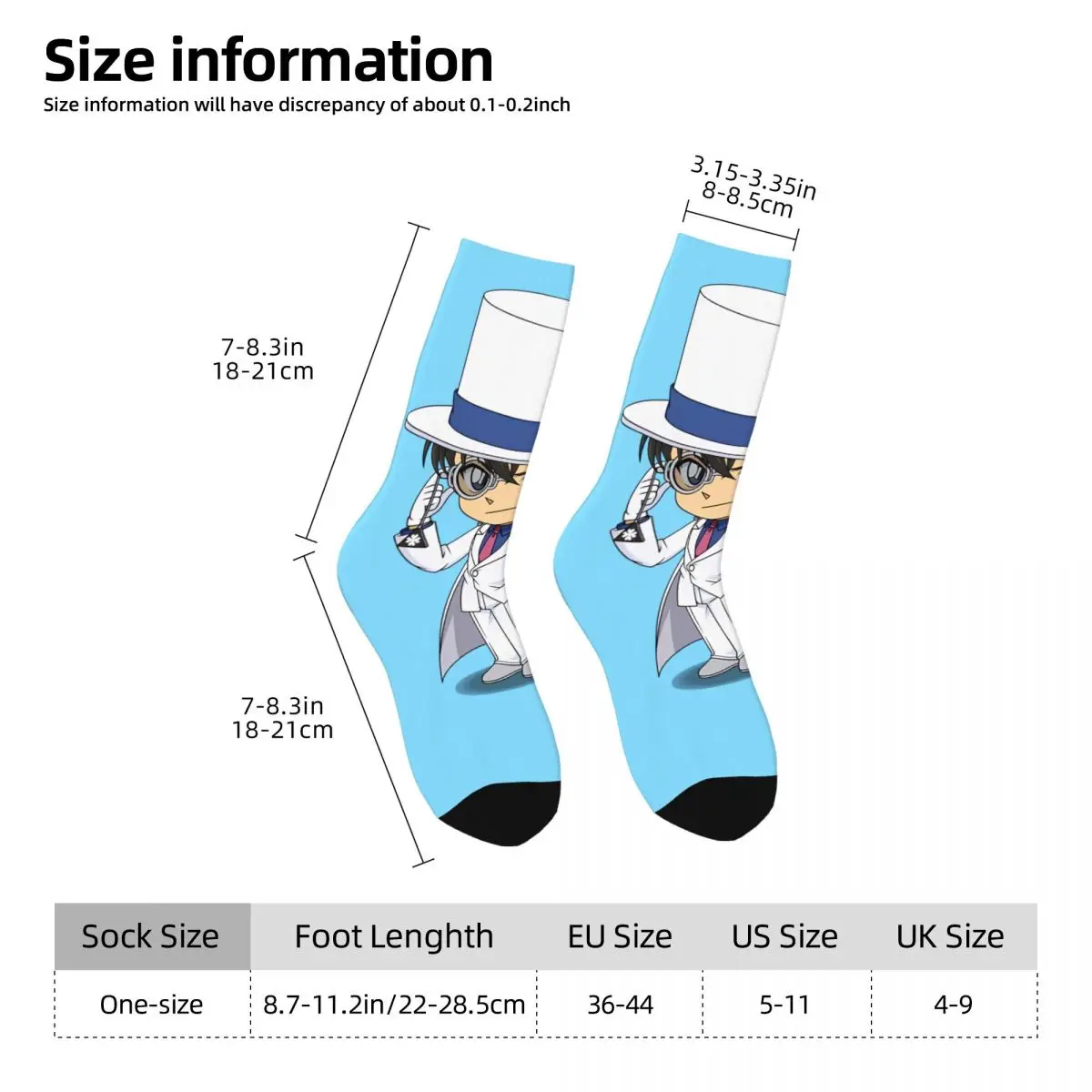 Anime Detective Conan Hochelastische Polyesterfaser, gemütliche Unisex-Wandersocken mit 3D-Farbdruck