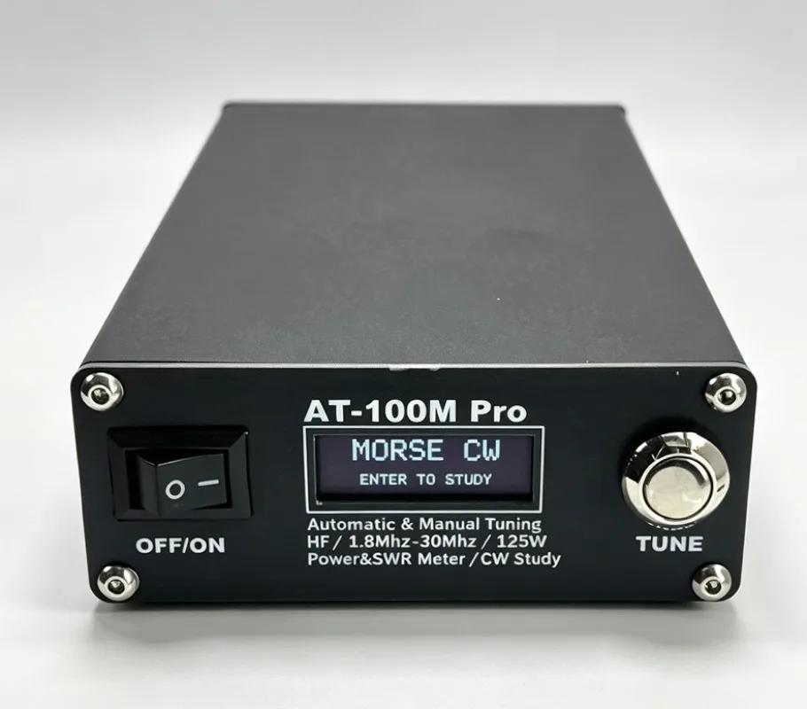 AT-100M Pro 100W 1.8-30MHz Antenna Tuner w/ SWR Meter & Morse Key for HF Radio