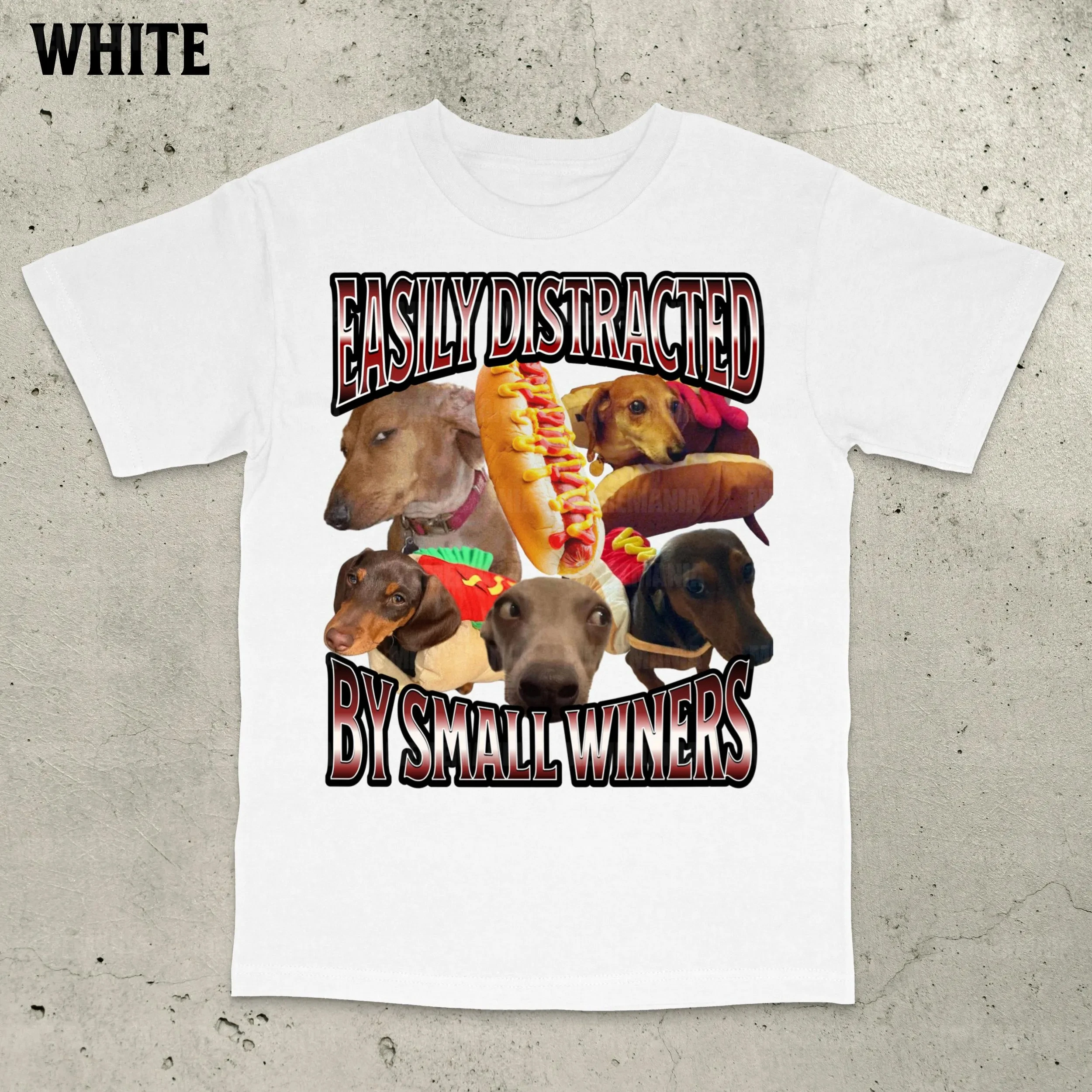 Easily Distracted By Small Wieners Funny Offensive Dachshund T-Shirt Men Clothing Comfortable
