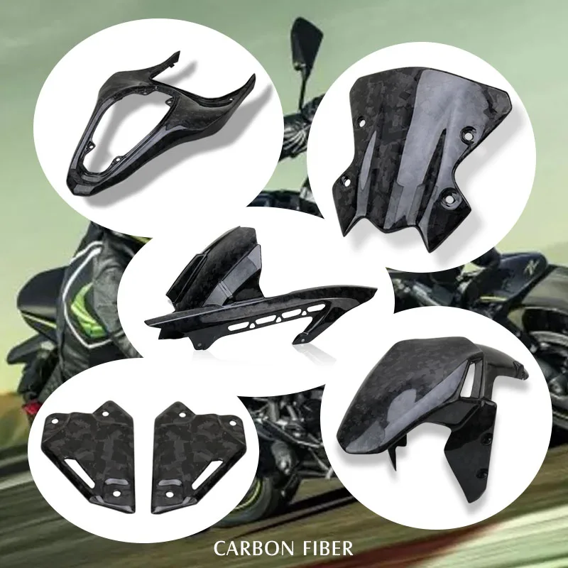 

For KAWASAKI Z900 Carbon Fiber Motorcycle Front Rear Fender Mudguard Cover Rear Foot Pegs pedal Windshield Windscreen Rear Seat