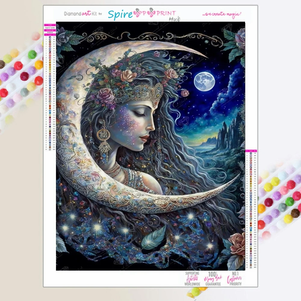 

Moon Goddess AB Diamond Painting Embroidery Fantasy Woman Landscape Art Cross Stitch Mosaic Picture Home Decor Handicrafts Gift