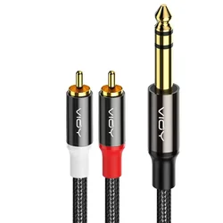 Cavo Audio da RCA a 6.35mm Heavy Duty Jack TRS da 1/4 pollici a 2RCA Stereo Y Splitter cavo adattatore per altoparlante amplificatore ricevitore AV