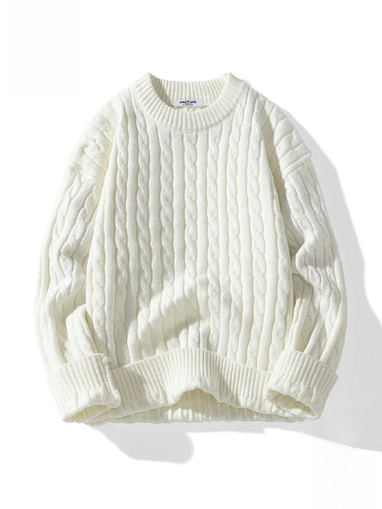

PaulFrank M Knitted Sweater 2025 Autumn Loose Thi Casual round Ne Twisted Knitwear Comfortable Soft Polyester Nylon
