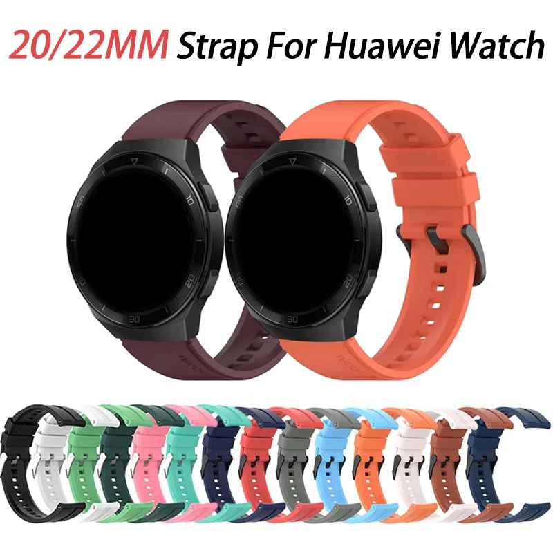 20mm/22mm Silicone Watch Strap  Waterproof Soft Rubber Smart Watch Band Wrist for Samsung Galaxy Huawei GT4/GT2/GT3