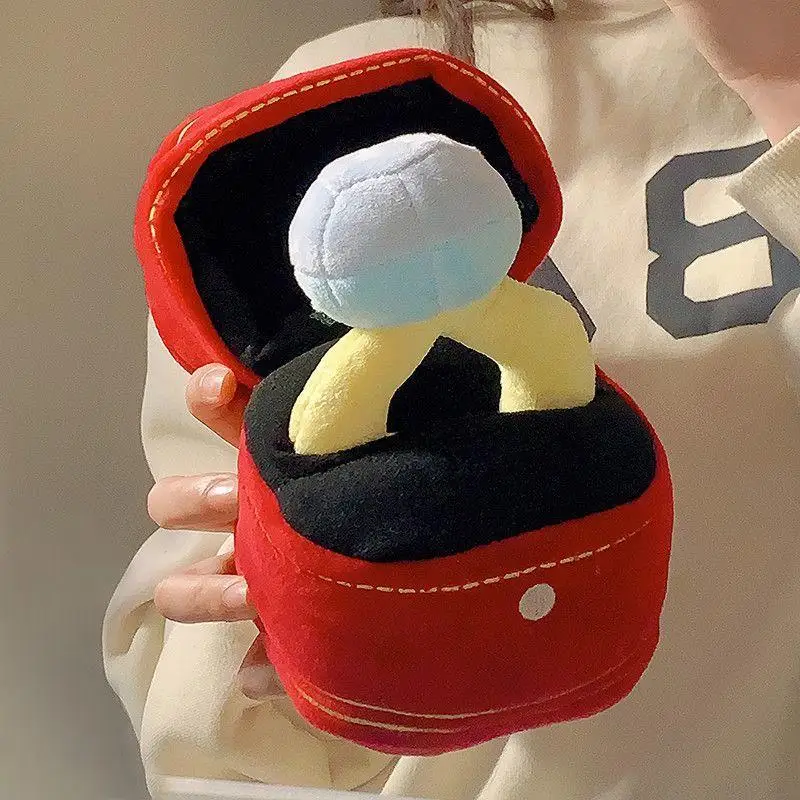 Grande diamante boneca de pelúcia anel caixa conjunto brinquedo criativo recheado presente aniversário proposta surpresa presente