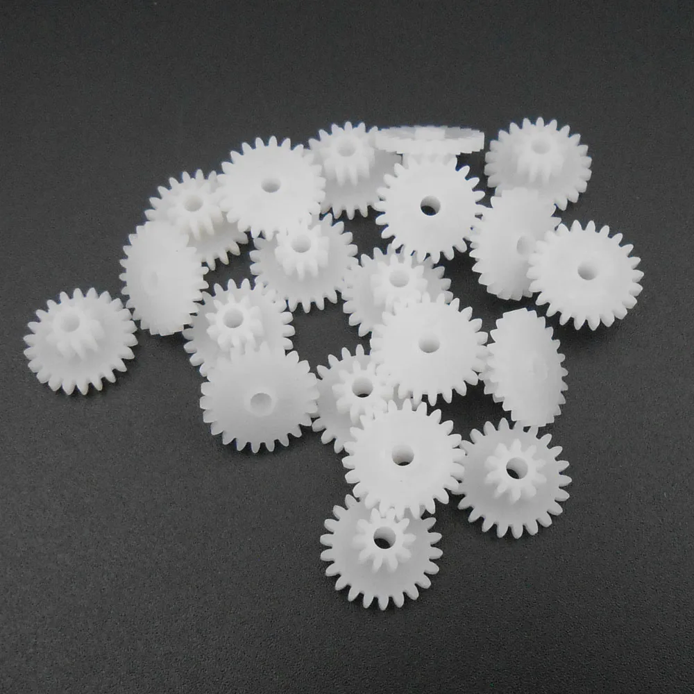 20Pcs 22102A 0.5 Modulus 0.5M Double Gear Reduction Bilayer Gears 22 Teeth + 10 Teeth Aperture 1.95mm 2A Tight Fitting 22T + 10T
