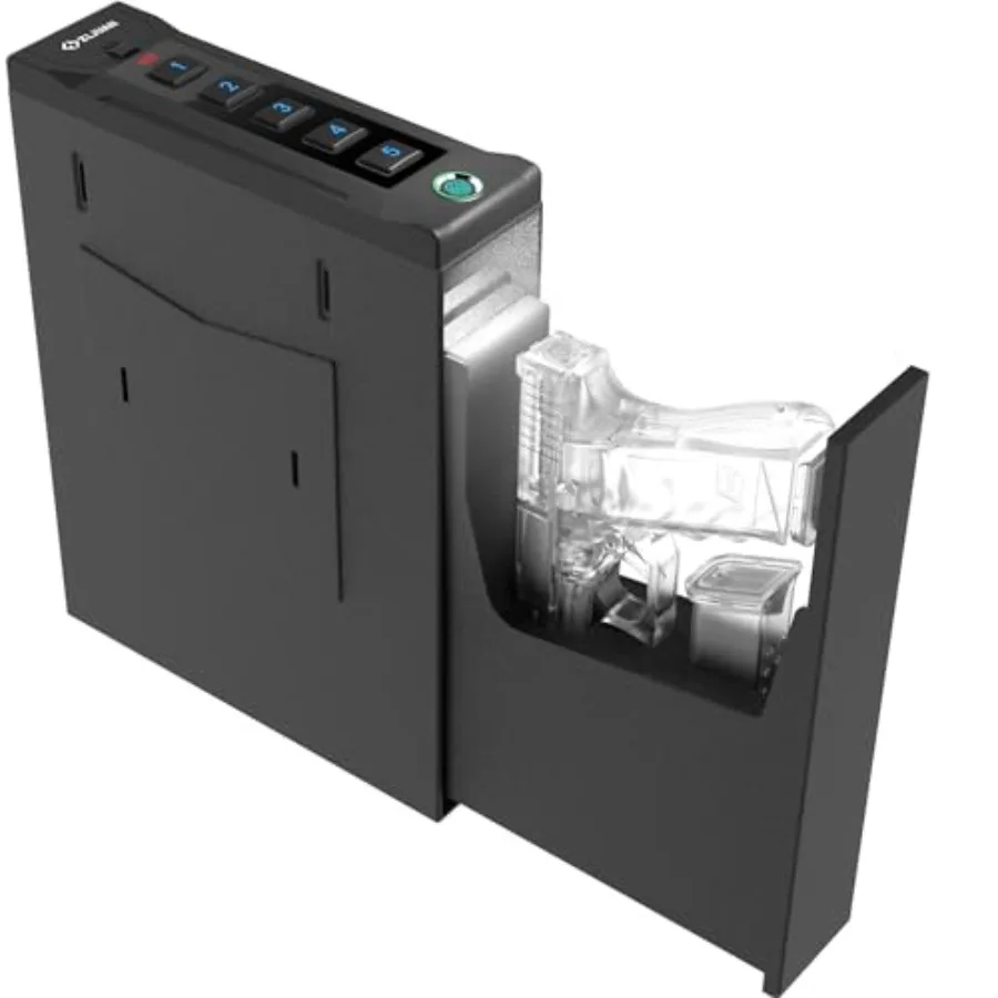 

Настенный сейф для пистолетов с быстрым доступом и автоматической раздвижной дверцей, для прикроватной тумбочки, стены, стола, кровати