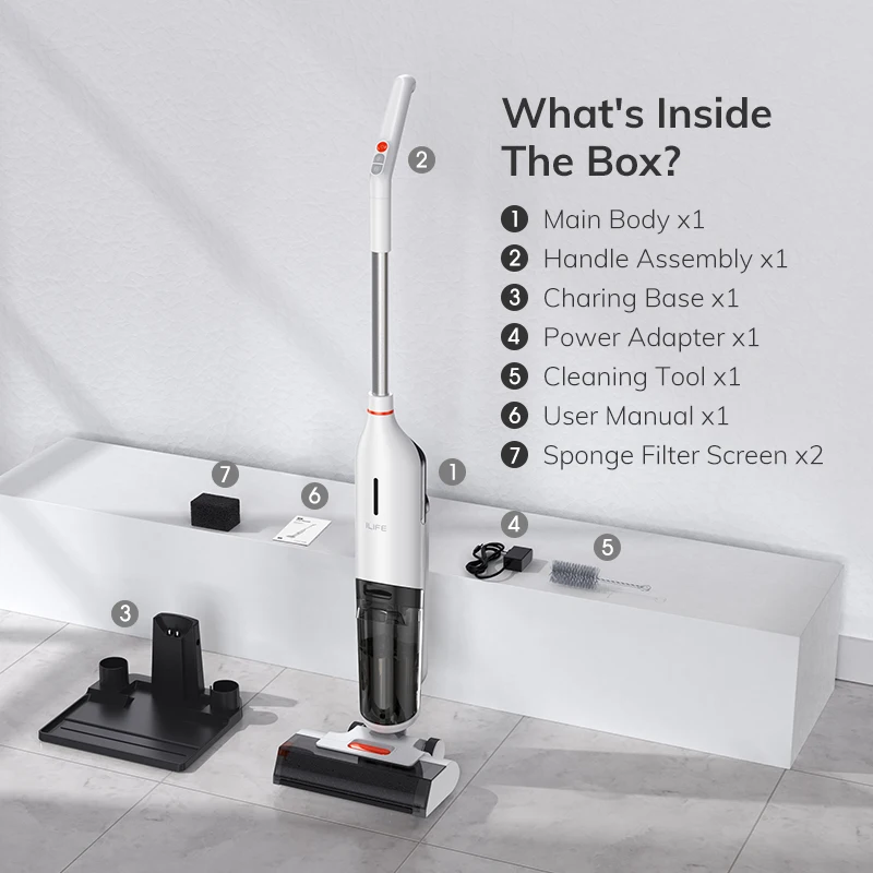 ILIFE W90 Cordless Wet Dry Vacuum Cleaner Mop, automatic floor suction washing machine self-cleaning smart home appliances