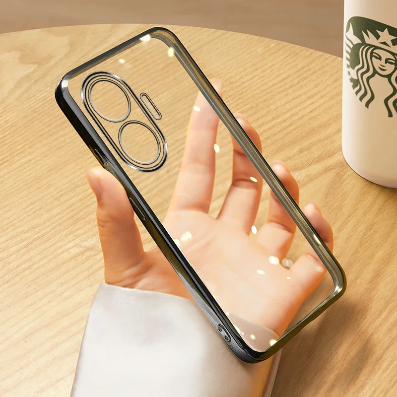 حافظة لهاتف POCO F7 حافظة رفيعة للغاية من السيليكون لهاتف Redmi Turbo 4 Pro POCOF7 غطاء شفاف مطلي بالكهرباء