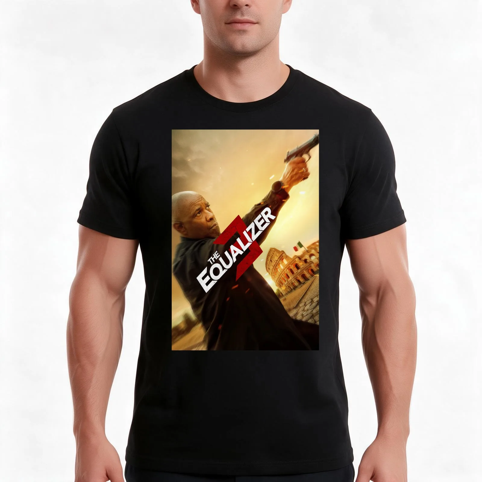 Equalizer Movie T-Shirt, Summer Casual Cotton Tee, Oversized Streetwear Tops, Vintage Graphic Print, Loose Fit Short Sleeve