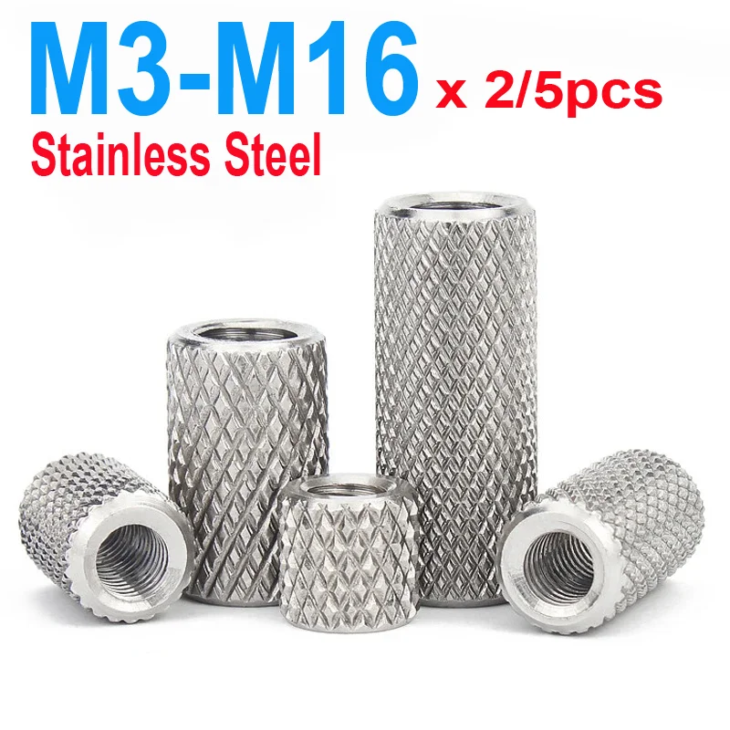 

2/ 5pcs Round Knurled Coupling Nut M3 M4 M5 M6 M8 M10- M16 Stainless Steel Long Extenion Thumb Tighten Nuts