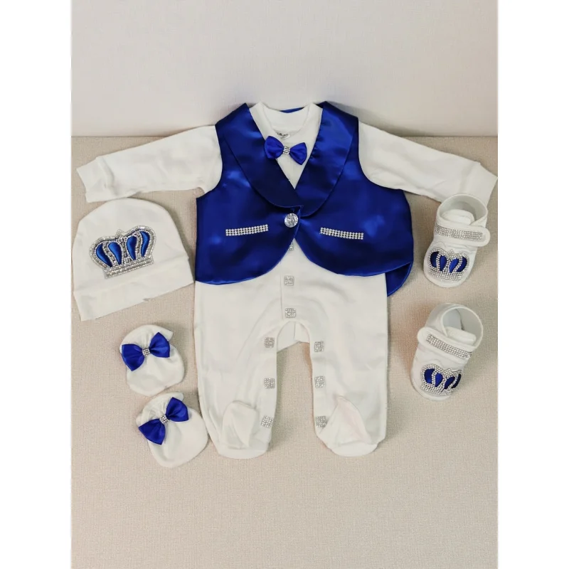 Newborn baby set，Soft long-sleeved jumpsuit paired with a vest、Hat、Socks and shoes，Gentle and skin-friendly design，Perfect for w
