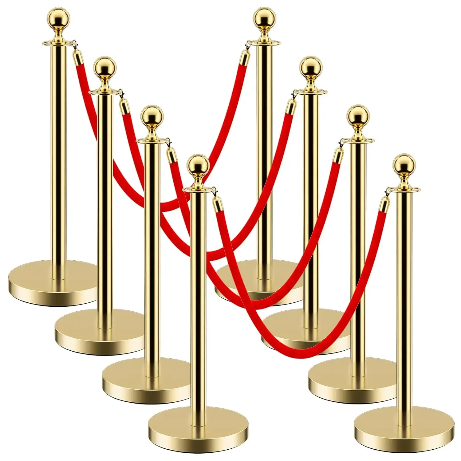 Crowd Control Barrier Stanchion Velvet Rope Queue Post Set Red Carpet Decoration
