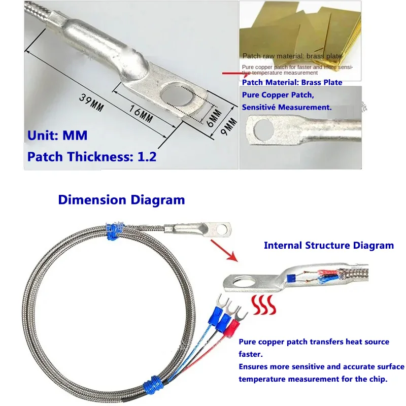 Surface Mount RTD Sensor SMD Thin Film RTD Patch Type Adhesive Temperature Sensor PT100 Stick-on RTD for Industrial Use