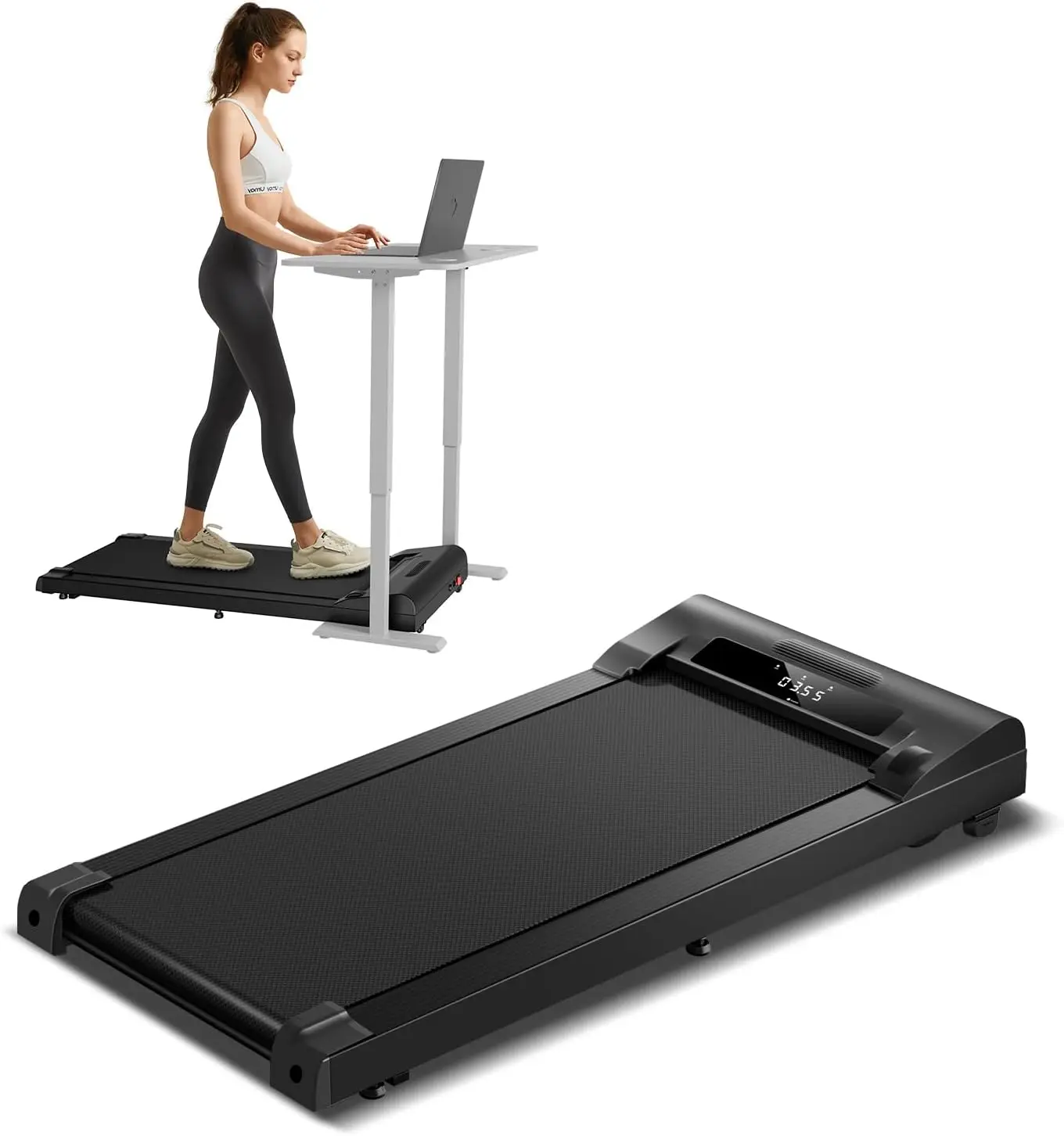 Under Desk Treadmill with Full-Screen Display, Walking Pad for Home Small, 2.5 HP Quiet Brushless, 265 LBS Capacity