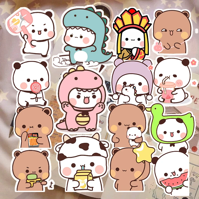 Pegatinas de dibujos animados de oso pequeño, pegatinas de bolsillo de dibujos animados, Material de grafiti, para taza, IPad, diario, manual, 80