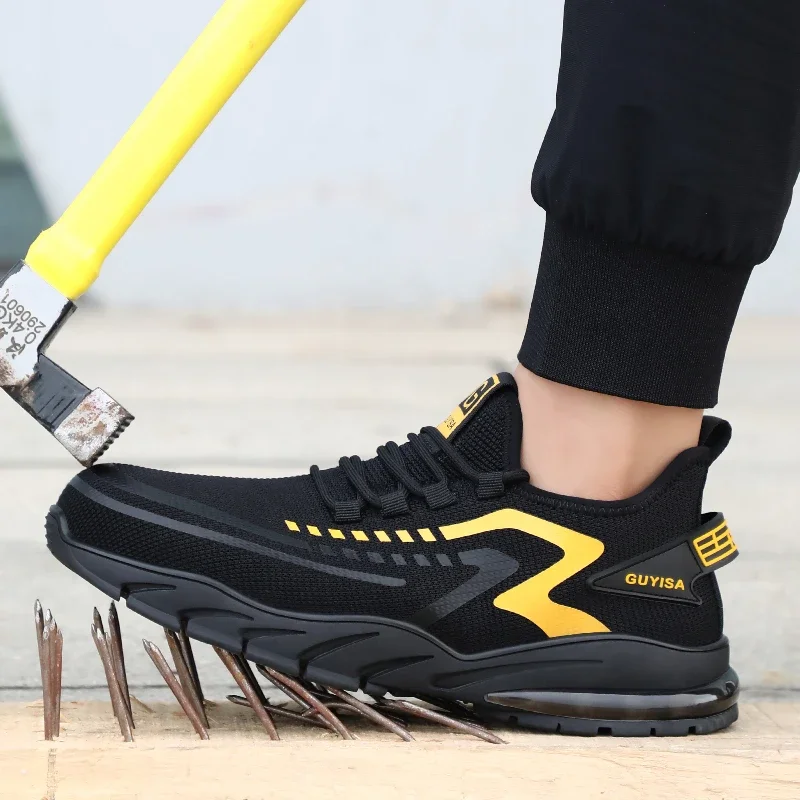 Men's Safety Shoes Men Steel Toe Boots Indestructible Puncture-Proof Work Shoes Lightweight Breathable Construction Sneakers