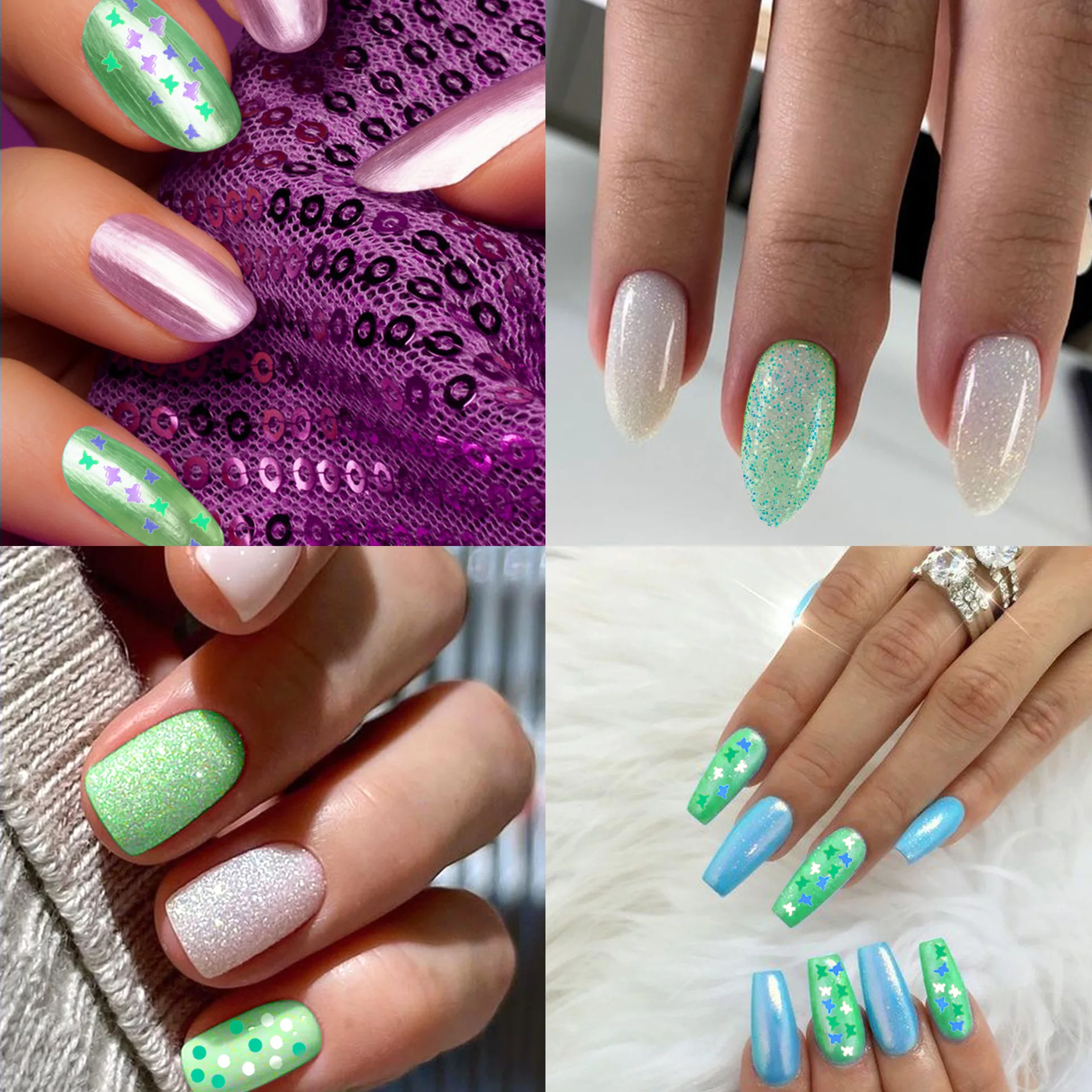 2025 New Nail Art Glitter Sequins Summer Mint Series Handmade Wear Nail Decoration