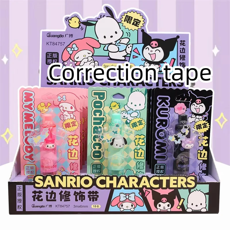 12 pcs/lot 6mm*3M Sanrio Kuromi Melody Pochacco Lace Correction Tape Promotional Stationery Gift School Office Supplies