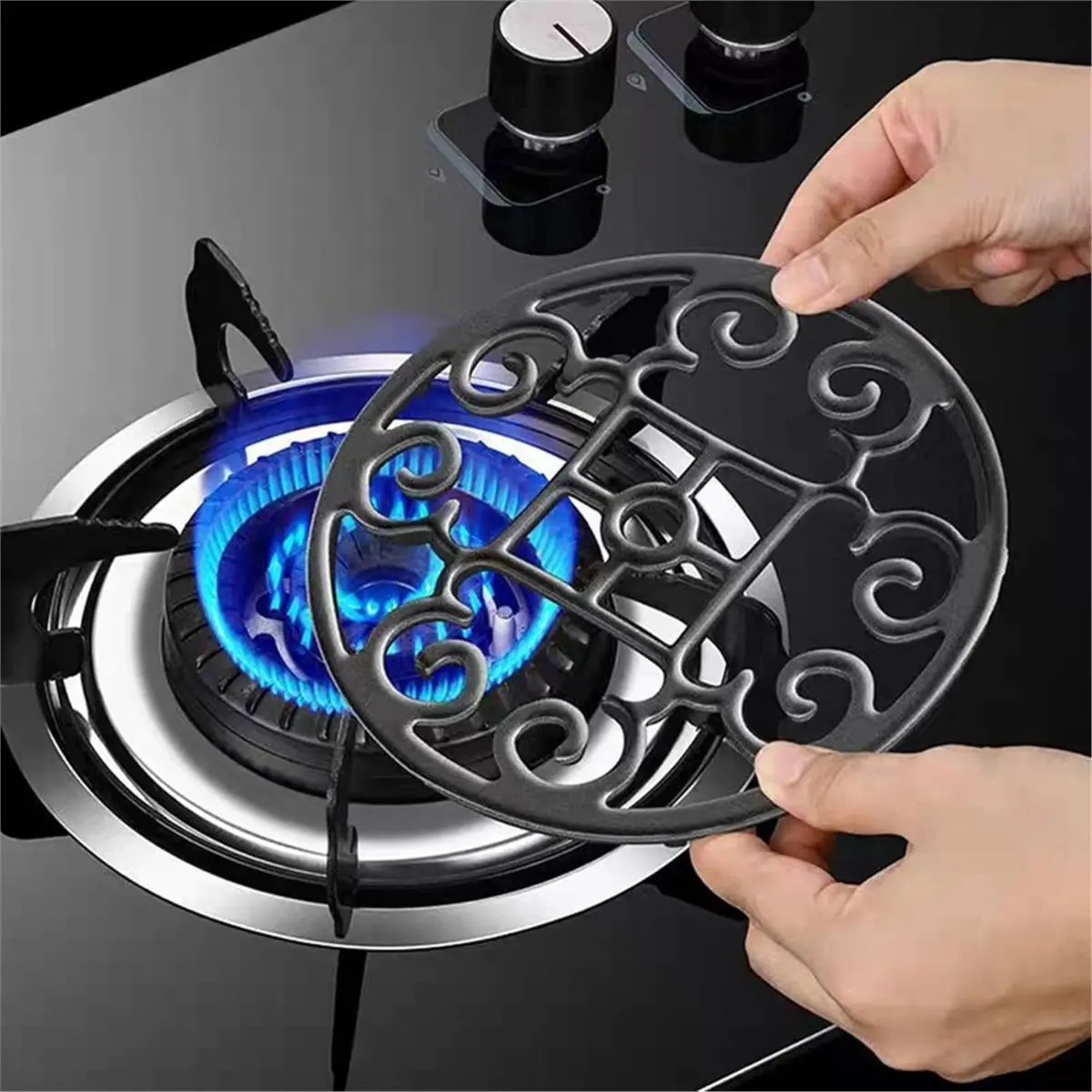 Cast Iron Cooking Stove Burner Trivet (2-Pack) - Non-Slip Work Ring Stand for Moka Pot, Espresso Maker