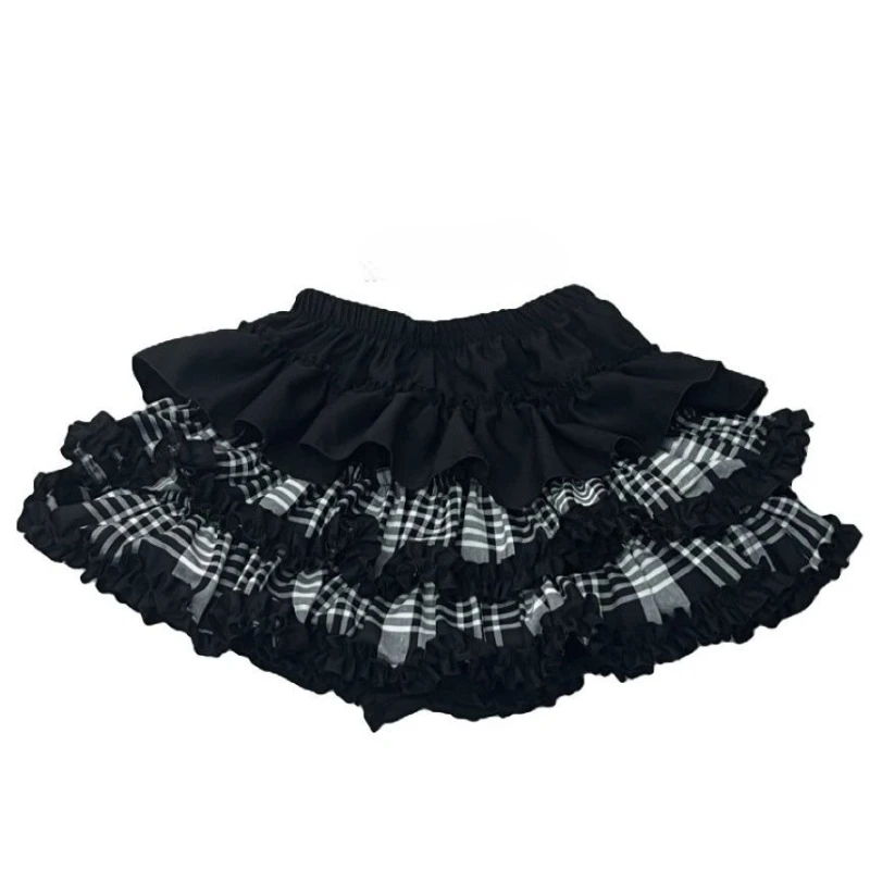 Deeptown Harajuku Gothic Mini Skirt Women Vintage Grunge Y2k Black Ruffle Skirts Punk 2000s High Waist Short Skirts Aesthetic