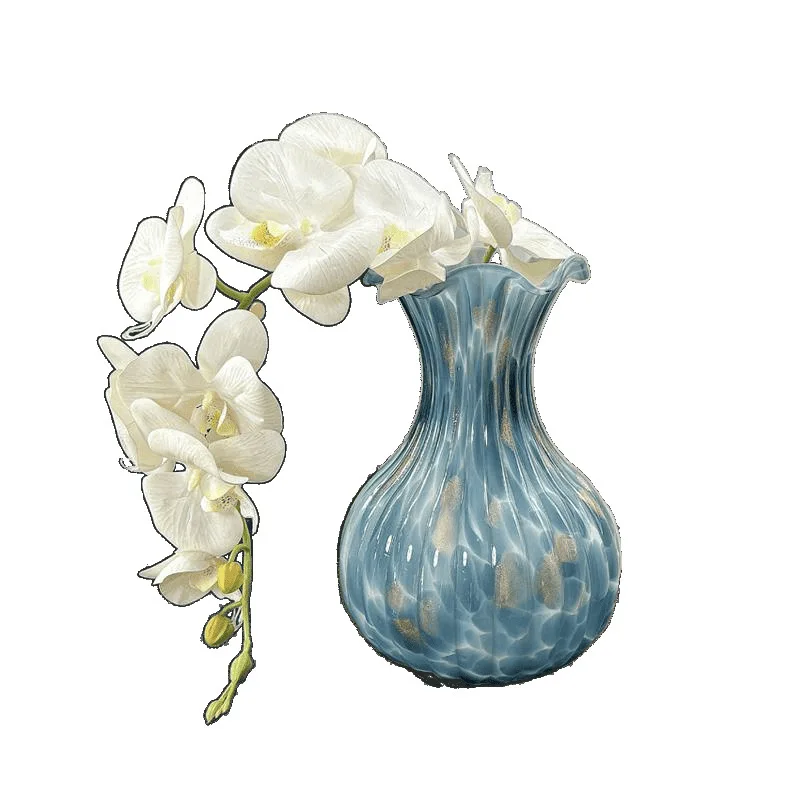 

Home decoration ornament glazed light luxury flower arrangement medieval living room sprinkled with gold peacock blue retro g