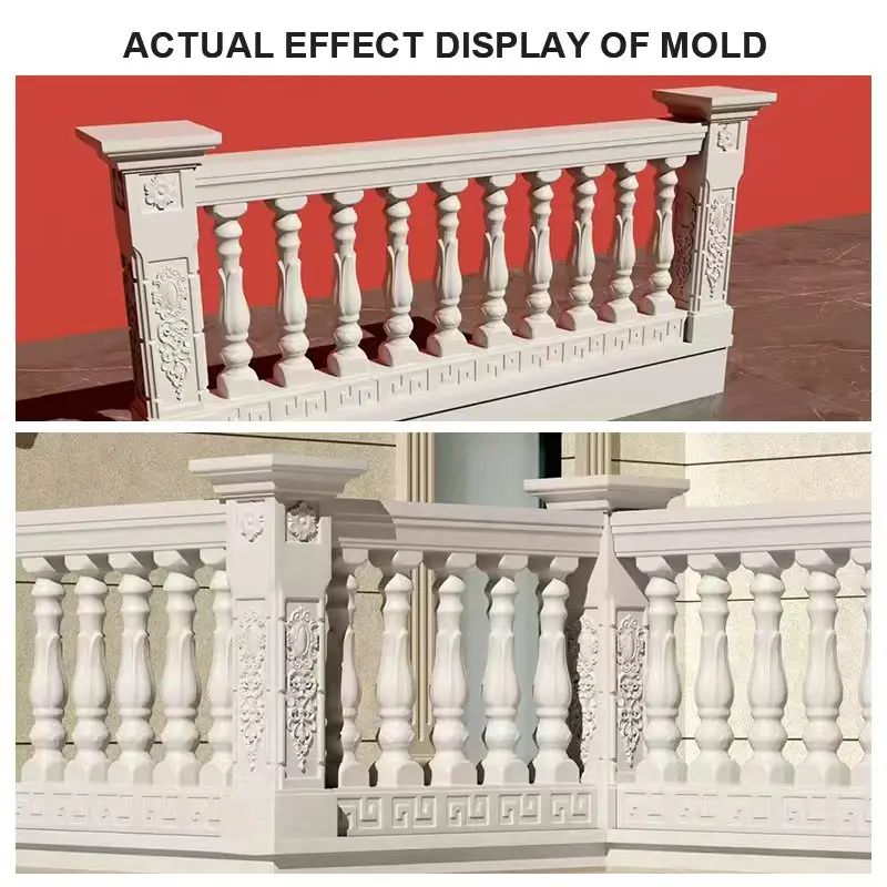 Barandilla de orquídeas de estilo chino para uso doméstico, 1,0 m de largo (cinco columnas pequeñas en total), molde de barandilla de columna romana, valla de villa de estilo europeo, modelo de cemento fundido en separado, barandilla de balcón DIY, reutilizable, fácil de operar