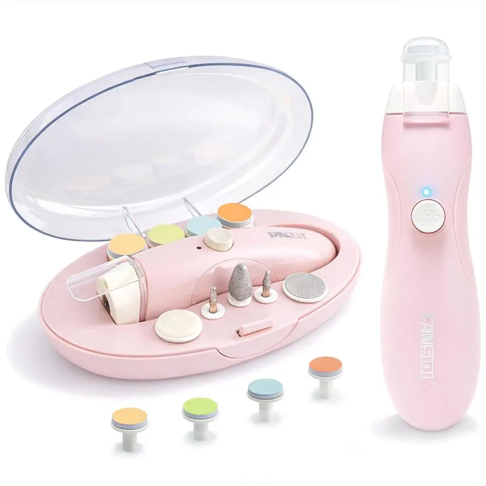 

Adjustable Speed Electric Baby Nail Trimmer, LED Light, Dust Shield, Adult Nail Set, Warm Pink