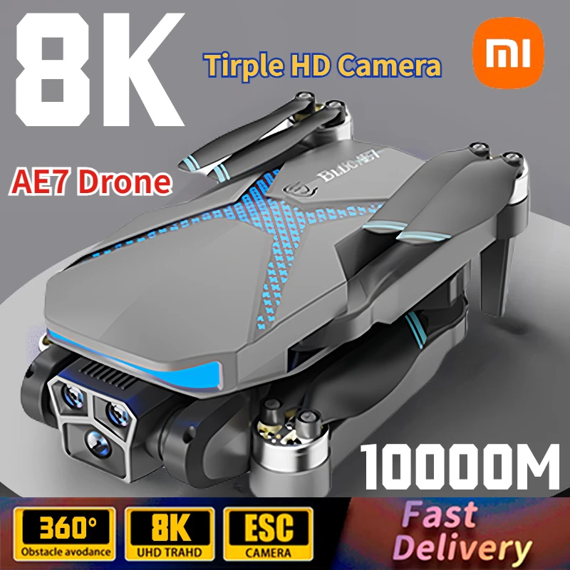 Xiaomi-Dron AE7 8K HD Profesional, Triple Cámara, fotografía aérea, GPS, FPV, sin escobillas, evitación de obstáculos, RC Quadcopter, 10000M