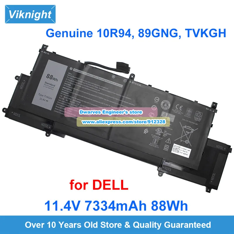 

Оригинальный аккумулятор TVKGH 89GNG 10R94 11,4 В 7334 мАч 88 Втч для Dell Latitude 9520 2-в-1 WPF95 0R4TM N1TH6 CX5GY 2TRPJ 3KXCX 5D0YR