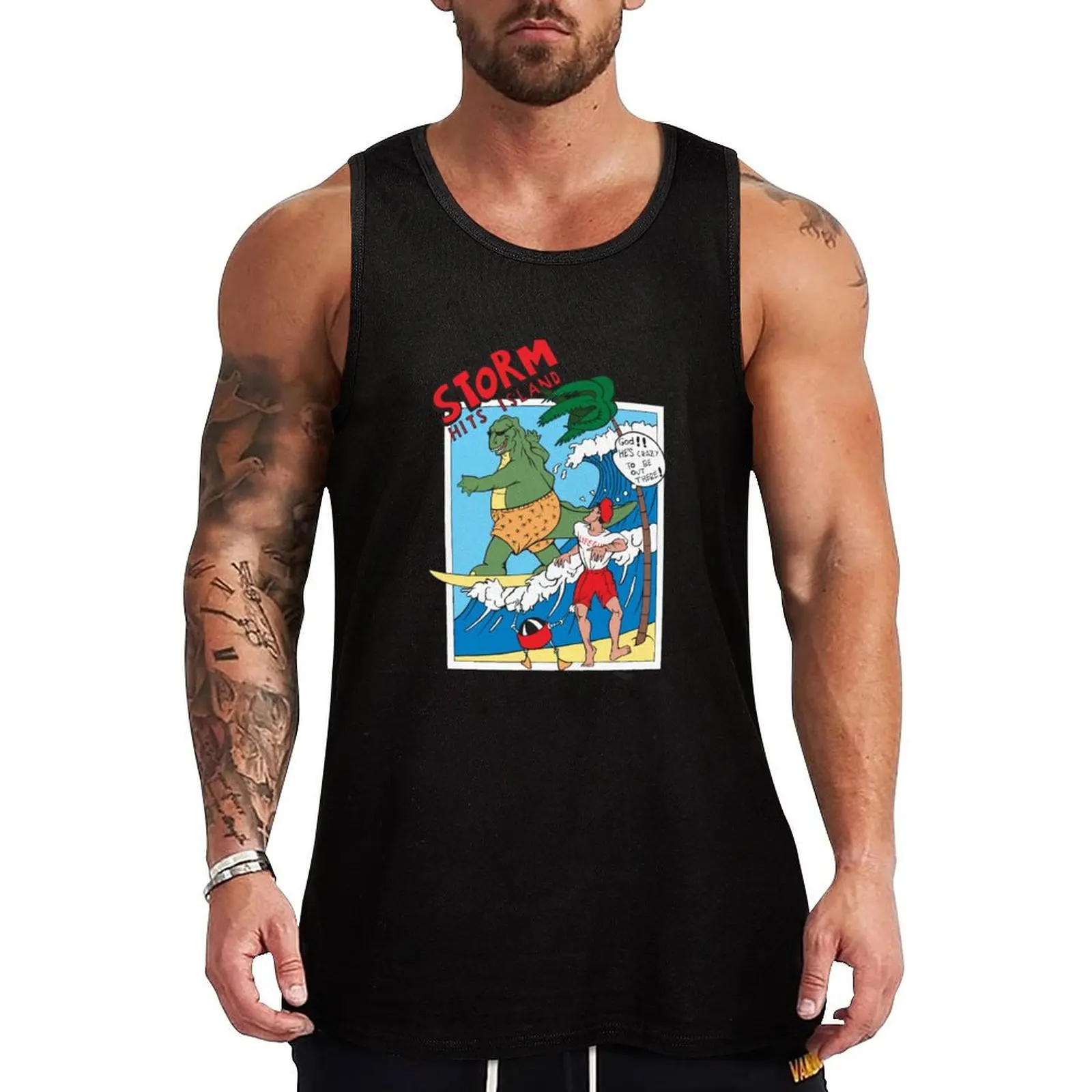 

Storm Hits Island. Surf Monster enjoys! Tank Top Work Gear Tank Top Utility Durable Sleeveless