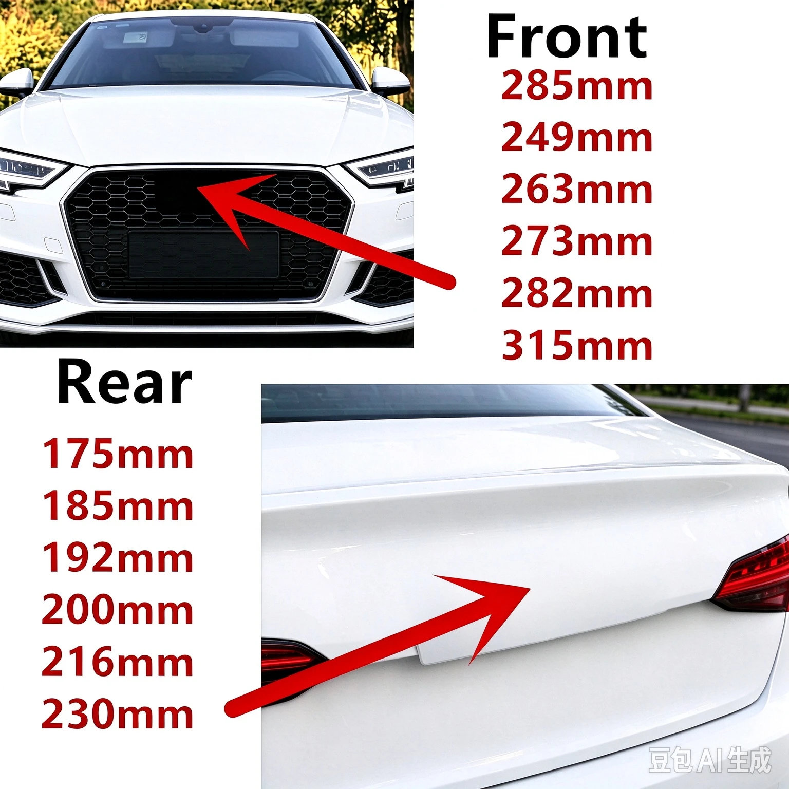 For Audi A3 A4 A5 A6 A7 Q2 Q3 Q5 Q8 TT 4Ring logo ABS Silver/Black Car Hood Front Bonnet Grill Rear Trunk Emblem Badge Sticker