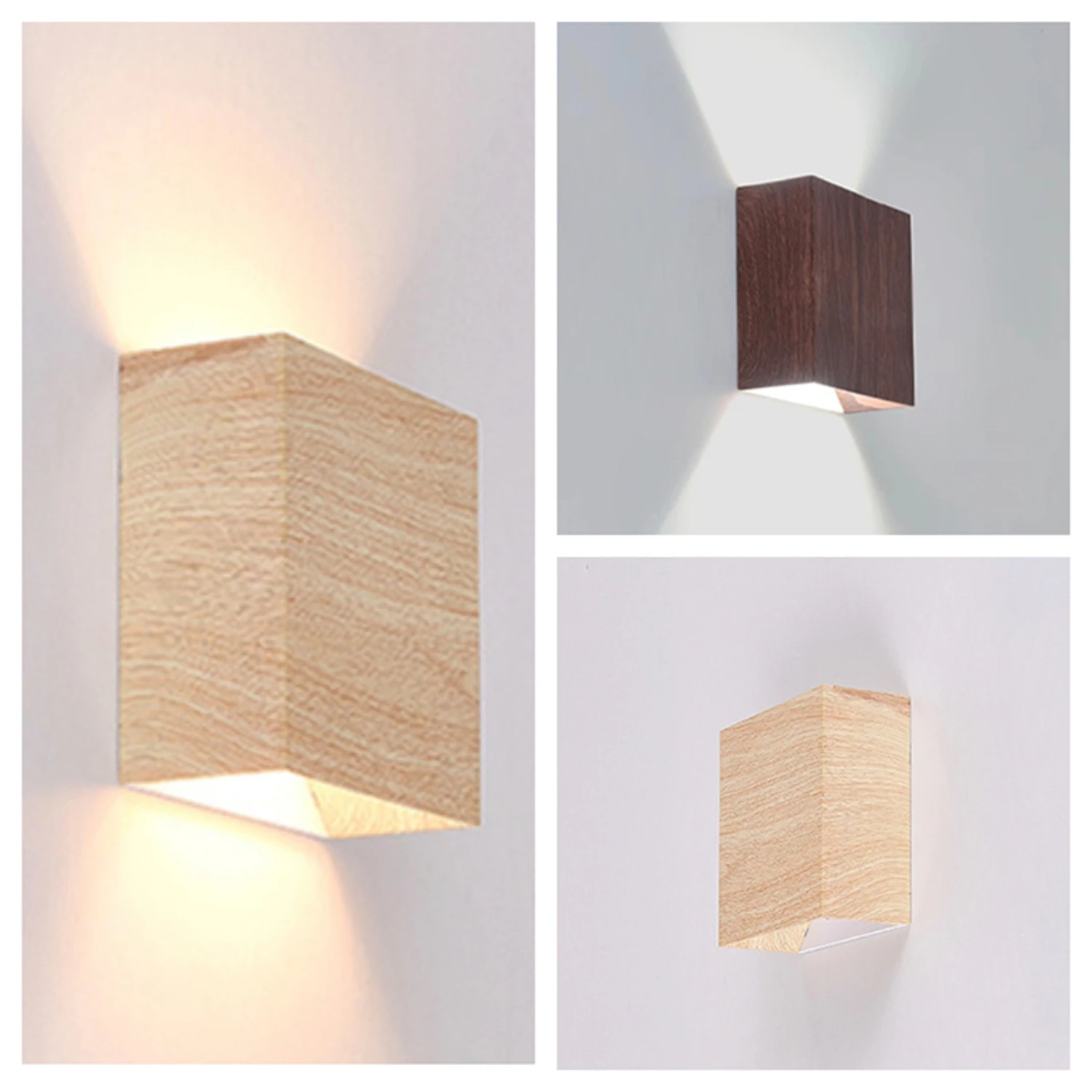 New Enhance your space with the exquisite and sophisticated Original Nordic square LED wall sconce lamp in warm walnut. Ideal fo