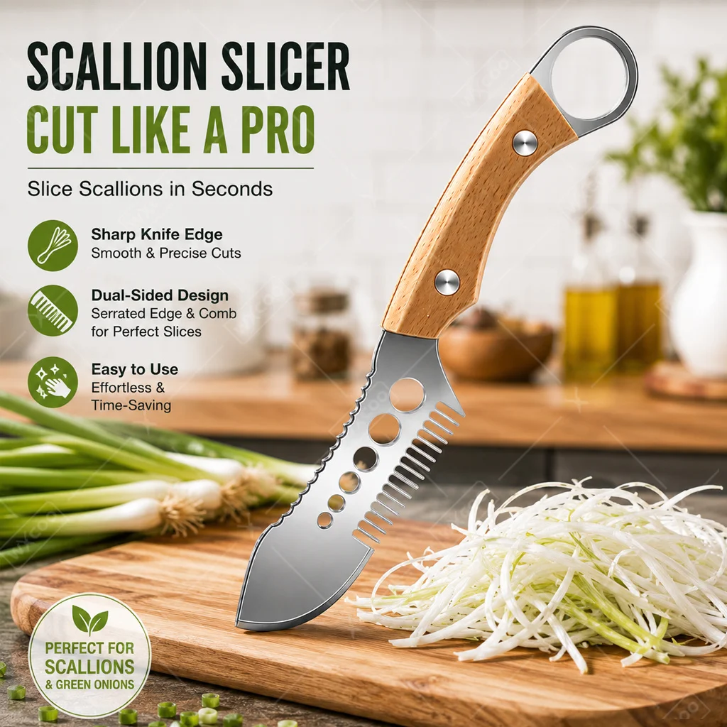Stainless Steel Multifunctional Vegetable Peeler Wooden Handle Scallion Slicer Fish Scale Scraper Special Kitchen Fruit Peeler