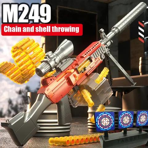M249 and M416 Classic Manual Model Shell-Throwing Safety Soft Bullet Toy Gun, Multiple Options to Use 6cm Soft Bullet Boy Outdoor Family Toy Gun