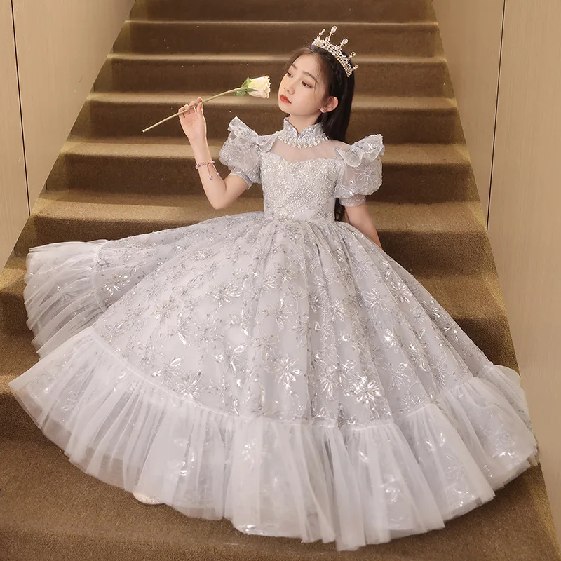 Children's Evening Dress High-end Girls' Princess Dress Birthday Party Little Girl Host Children's Day Piano Performance Costume