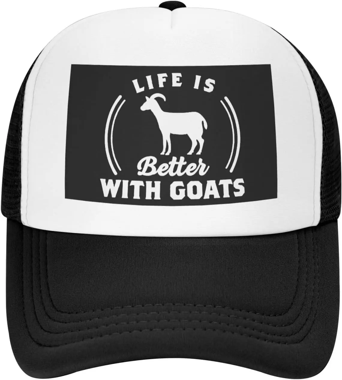 Life is Better With Goats Trucker Hat Mesh Snapback Cap Adjustable Outdoor Casual Unisex