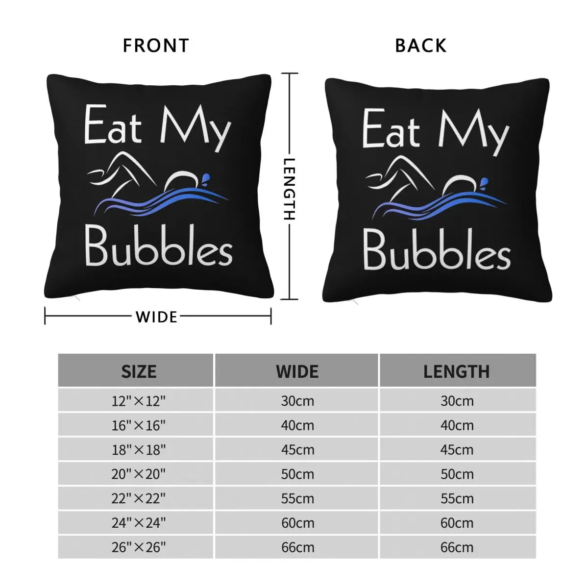 Eat My Bubbles Swim Sport Pillowcase Polyester Linen Velvet Pattern Zip Decorative Pillow Case Home Cushion Cover
