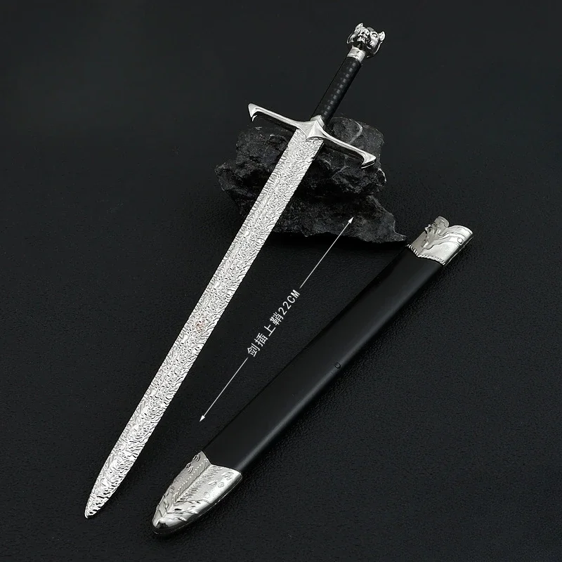 Nuovo 22 centimetri Direwolf Spada In Acciaio Cavaliere Medievale Film Periferico In Metallo Uncut Lama Weapo Modello Ornamento Collezione Artigianato