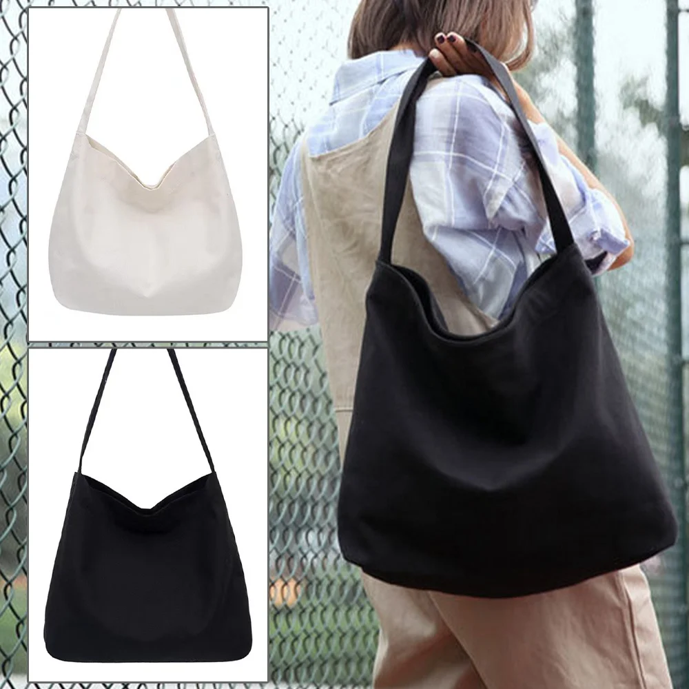 Shoulder Bags Canvas Tote Bag White Women's Work Commuter Bags Aesthetic Travel Organizers Bag Versatile Shopping Bags