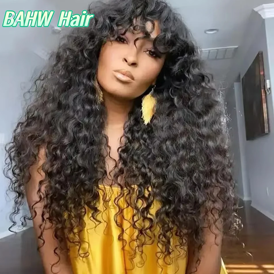 

Бирманский кудрявый вьющийся парик Парики из человеческих волос с челкой Полный машинный парик Натуральные человеческие волосы Кудри Бесклеевой парик для чернокожих женщин